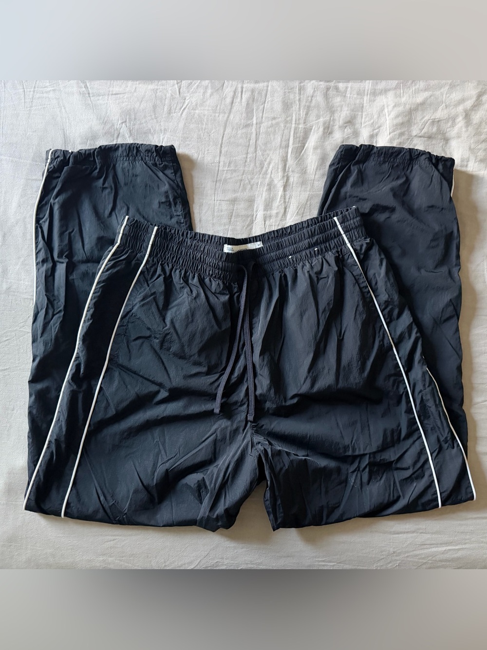 Hollister Black Joggers with White Side Piping